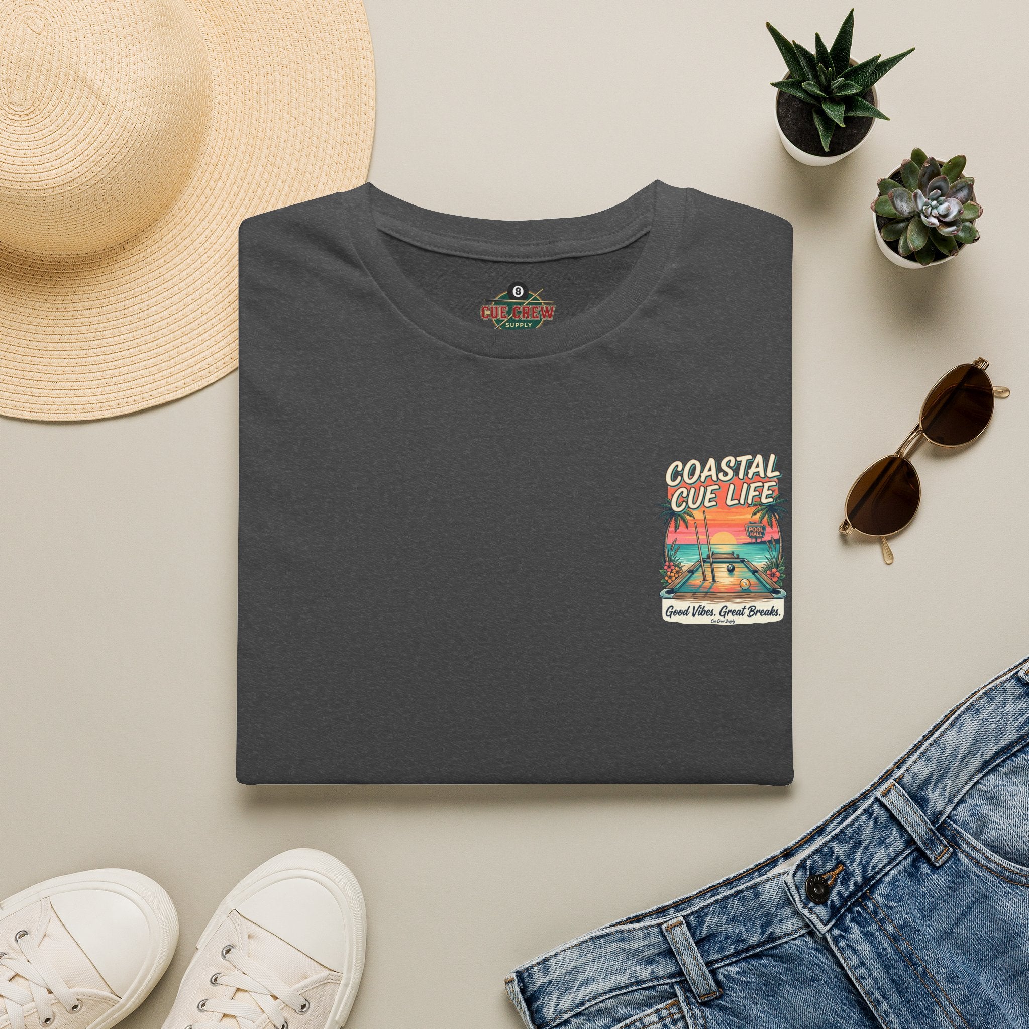 Coastal Cue Life Pool Player T-Shirt | Beach Billiards Graphic Tee | Unisex Softstyle Tee