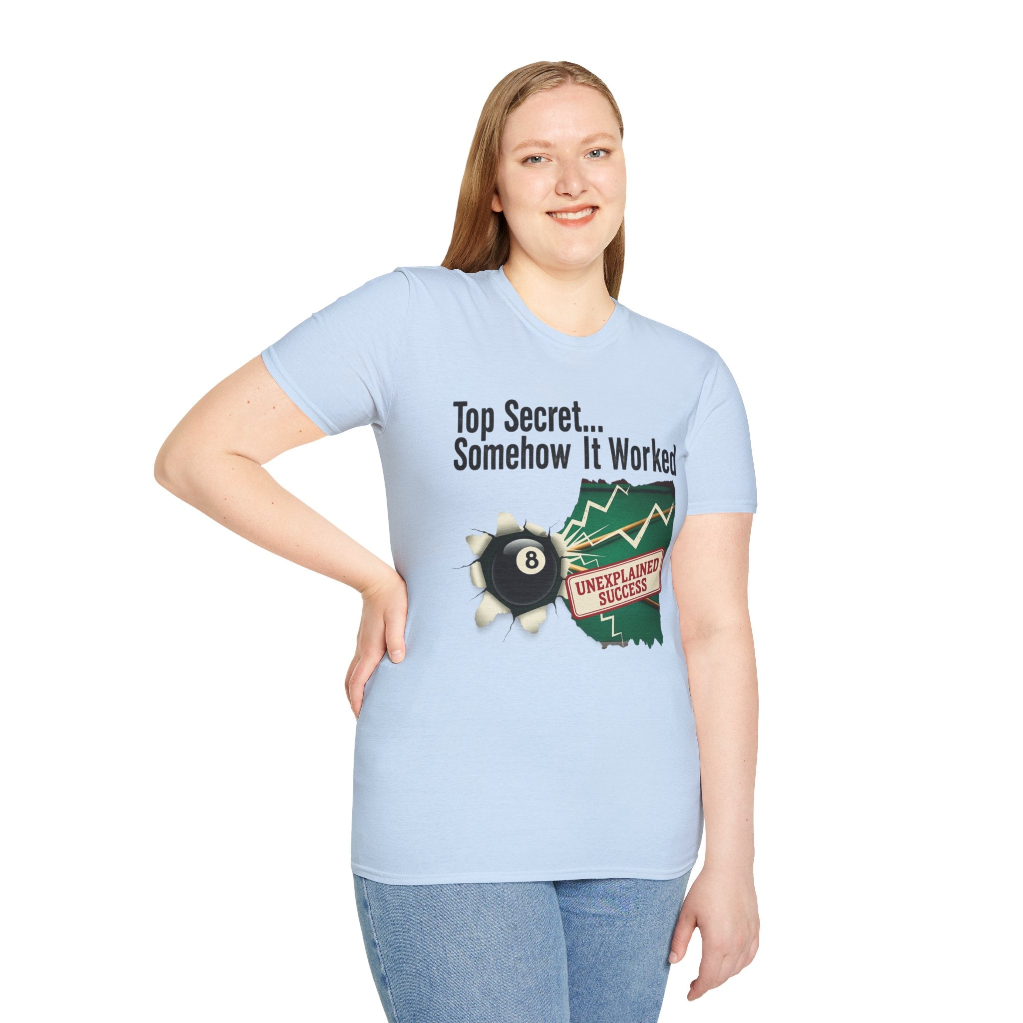 Top Secret… Somehow It Worked - Unexplained Core Line Billiards Gildan Tee