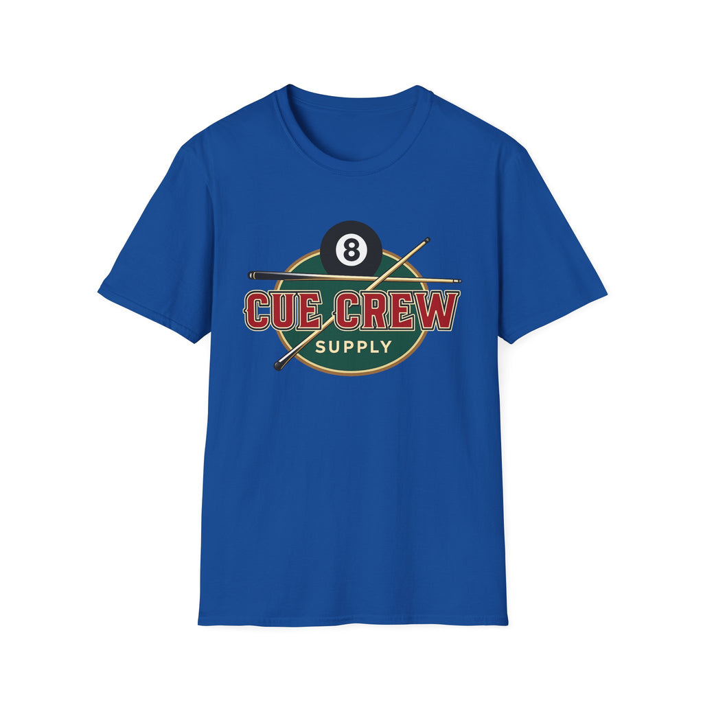 Cue Crew Supply Retro Logo Core Line Billiards Gildan Tee