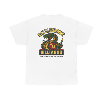 Rattlesnake Billiards - Rack 'Em, Rattle 'Em, Run The Table - Strike Hard, Play Bold Gildan Tee