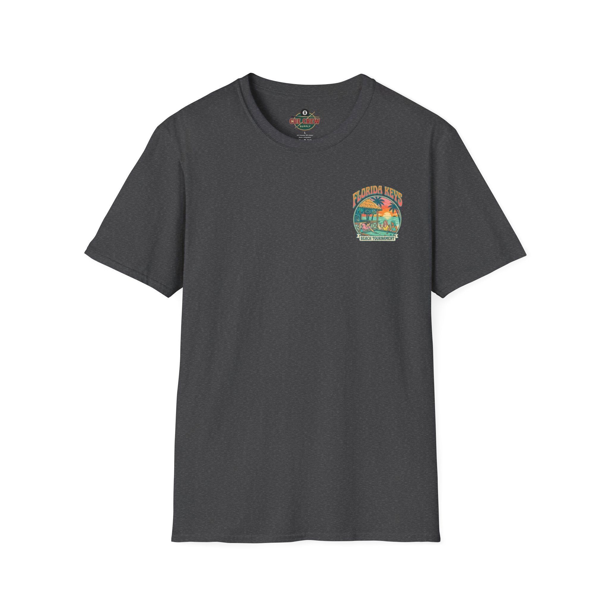 Florida Keys Beach Tournament Billiards T-Shirt – Tropical Pool Player Graphic Tee | Front & Back Print