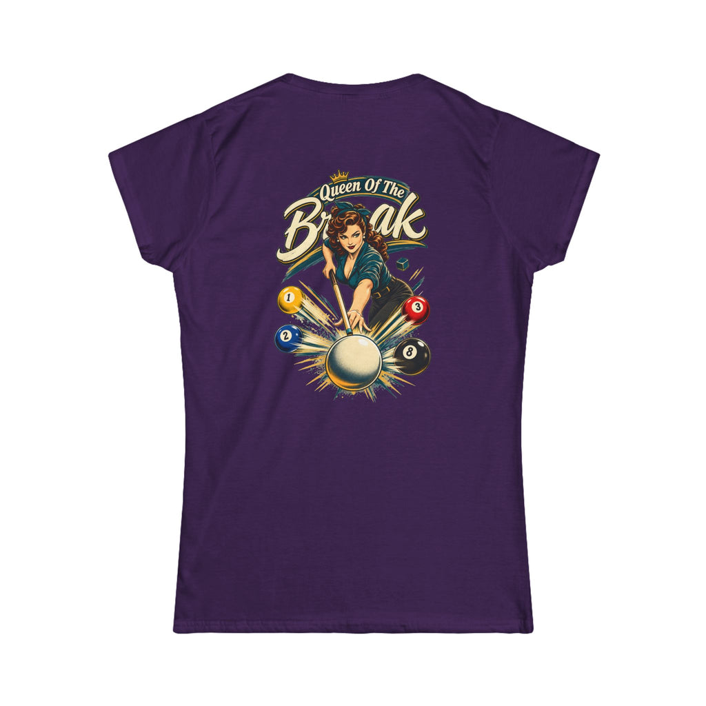 Queen of the Break Women’s Billiards T-Shirt – Front & Back Pool Tee