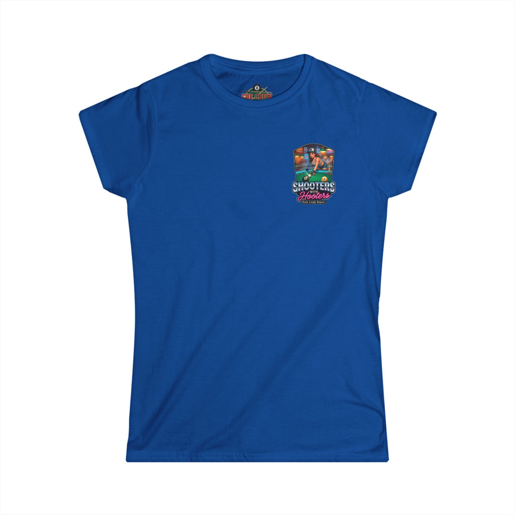 Shooters With Hooters Women's Billiards T-Shirt – Funny Pool Player Graphic Tee | Front & Back Print
