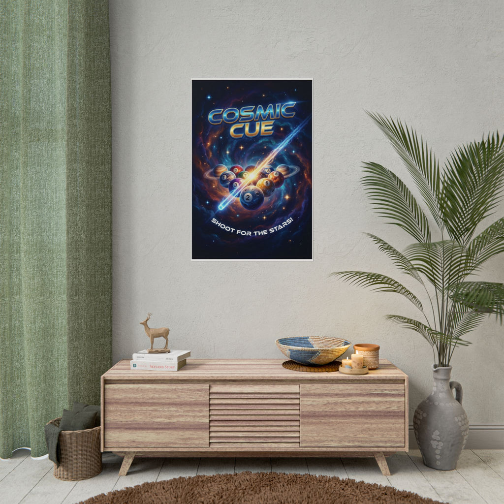 Cosmic Cue Shoot for the Stars Billiards Wall Art Rolled Poster