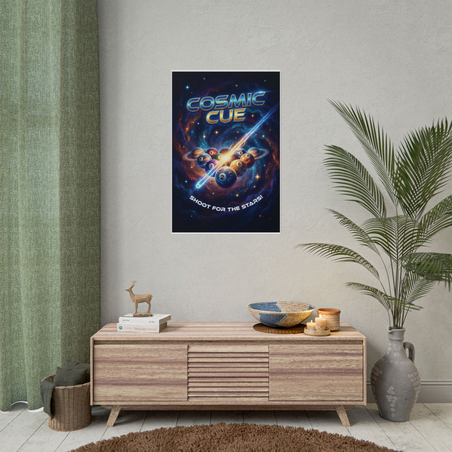 Cosmic Cue Shoot for the Stars Billiards Wall Art Rolled Poster