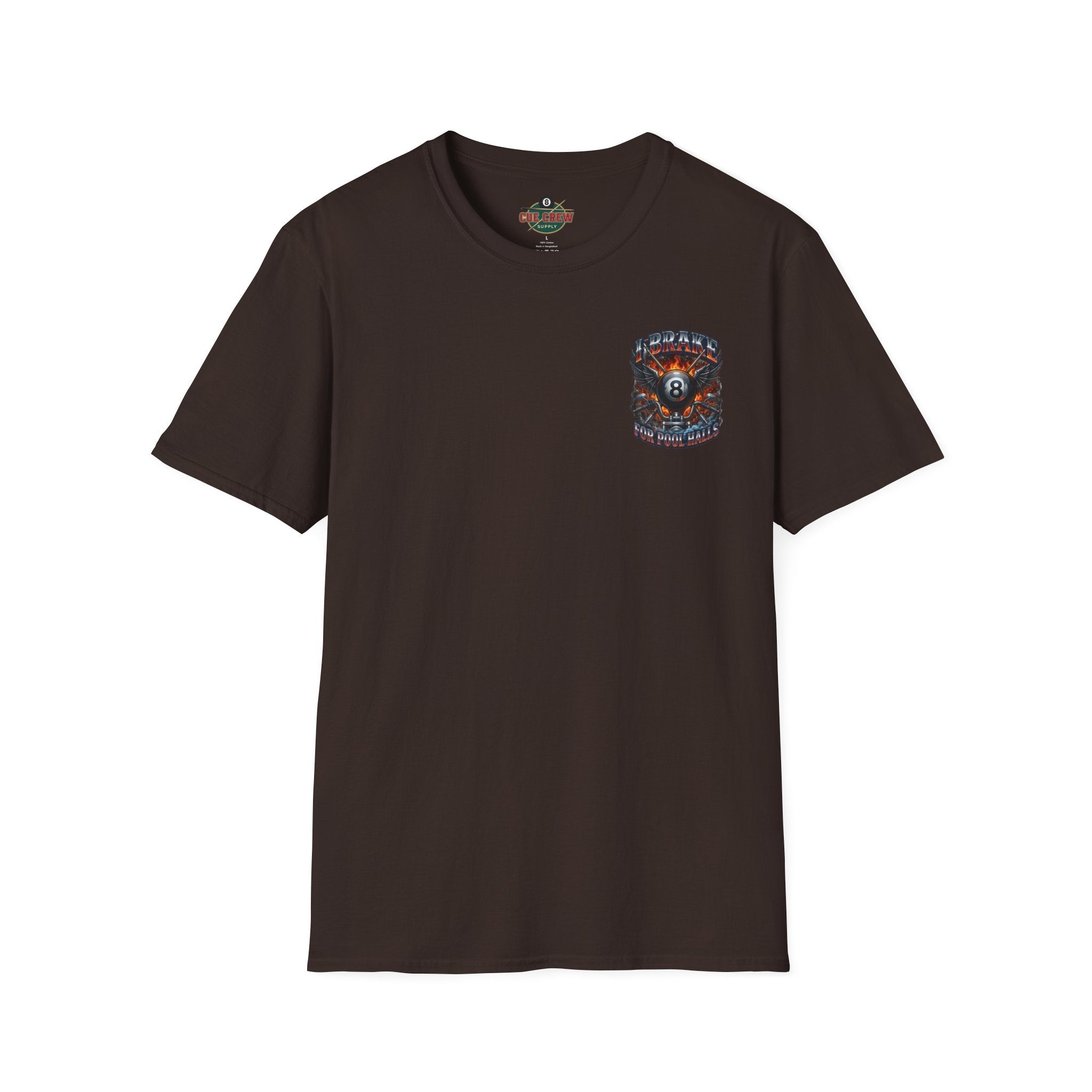 I Brake for Pool Halls Biker 8 Ball Pool Player T-Shirt | Front & Back Graphic Tee