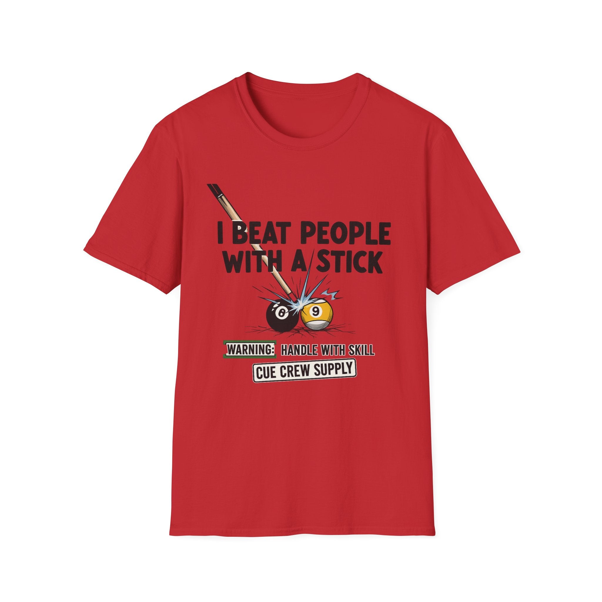 I Beat People With A Stick Funny Billiards Core Line Gildan Tee