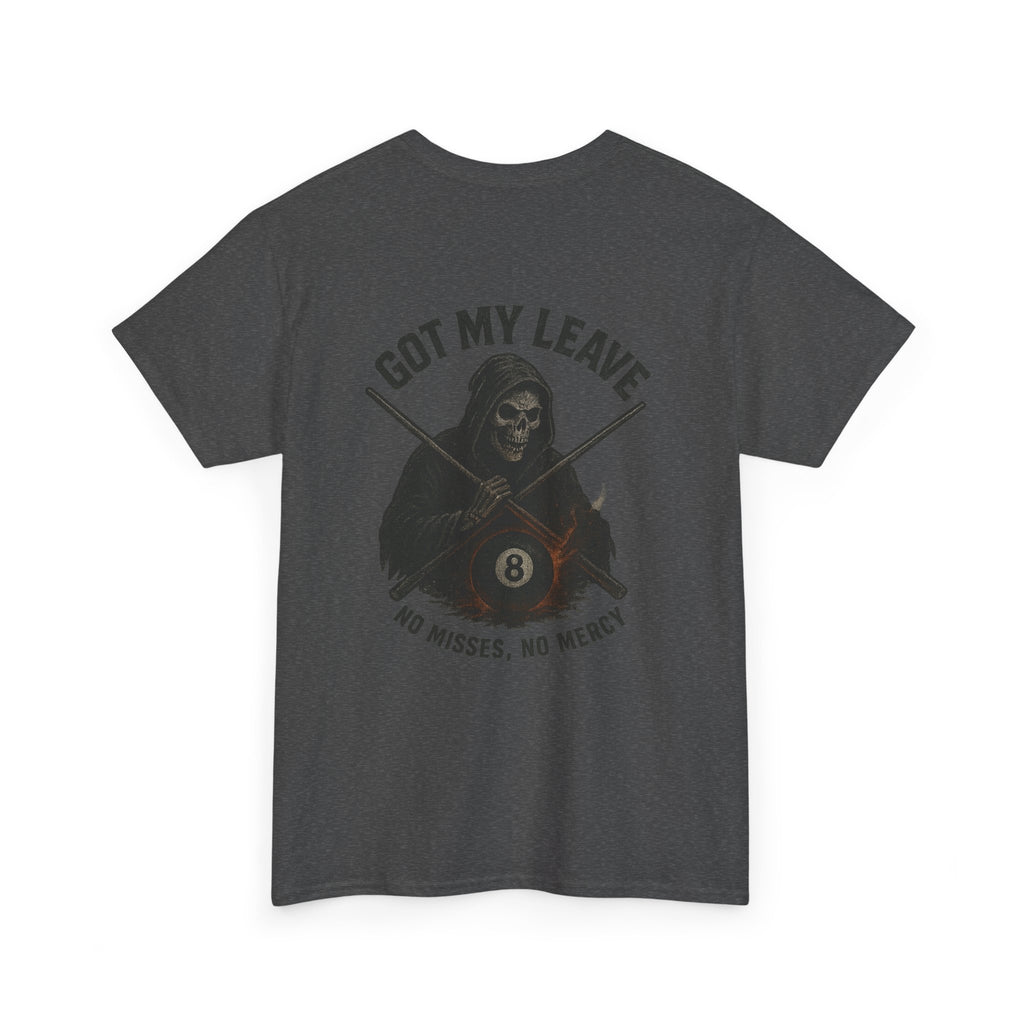 Grim Reaper Billiards Tee – “No Misses, No Mercy”  Flaming 8-Ball Graphic Shirt