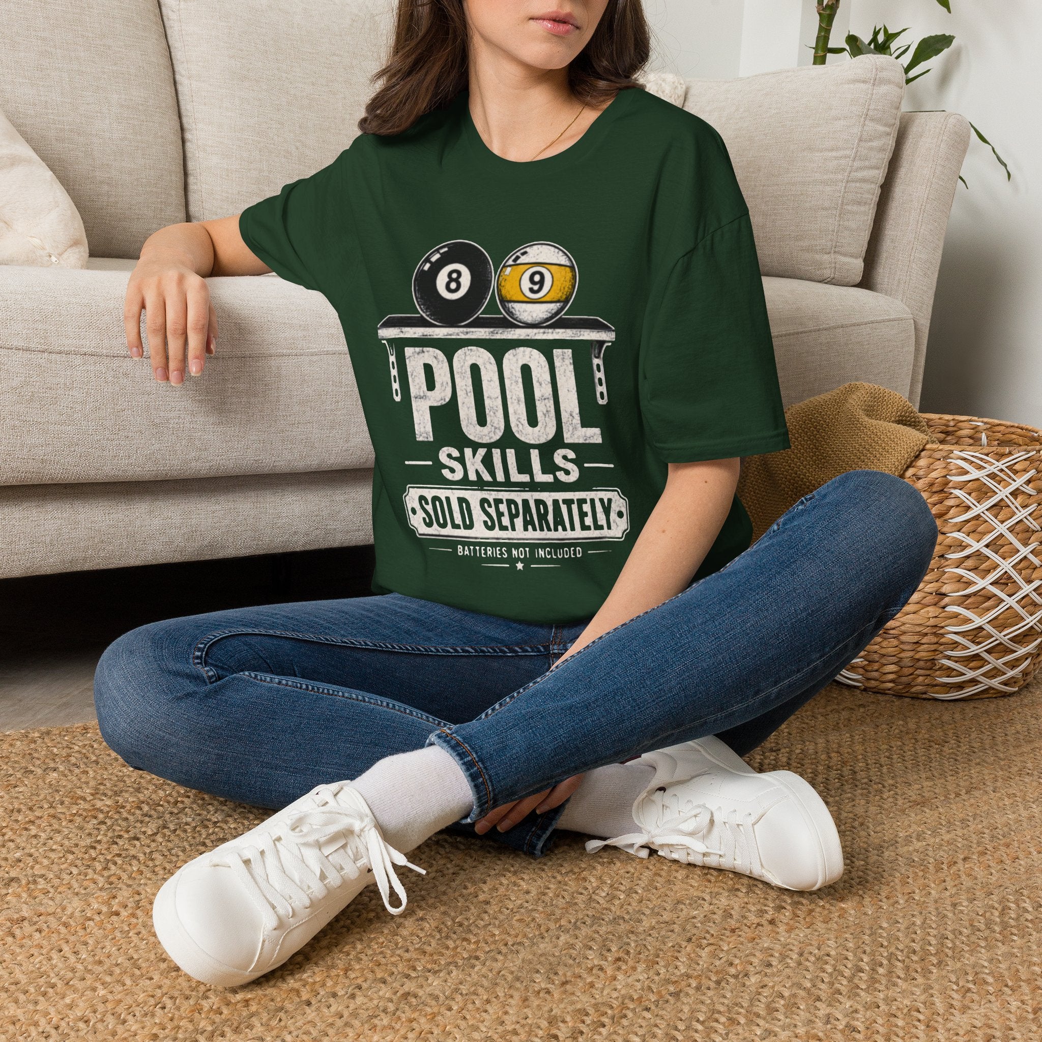 Pool Skills Sold Separately Funny Billiards T-Shirt | Front Print Only | 8 Ball & 9 Ball Graphic Unisex Tee