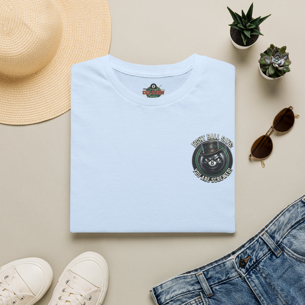 Eight Ball Says: You Are Screwed! Funny Billiards T-Shirt | Vintage 8 Ball Pool Player Graphic Tee | Front & Back Print