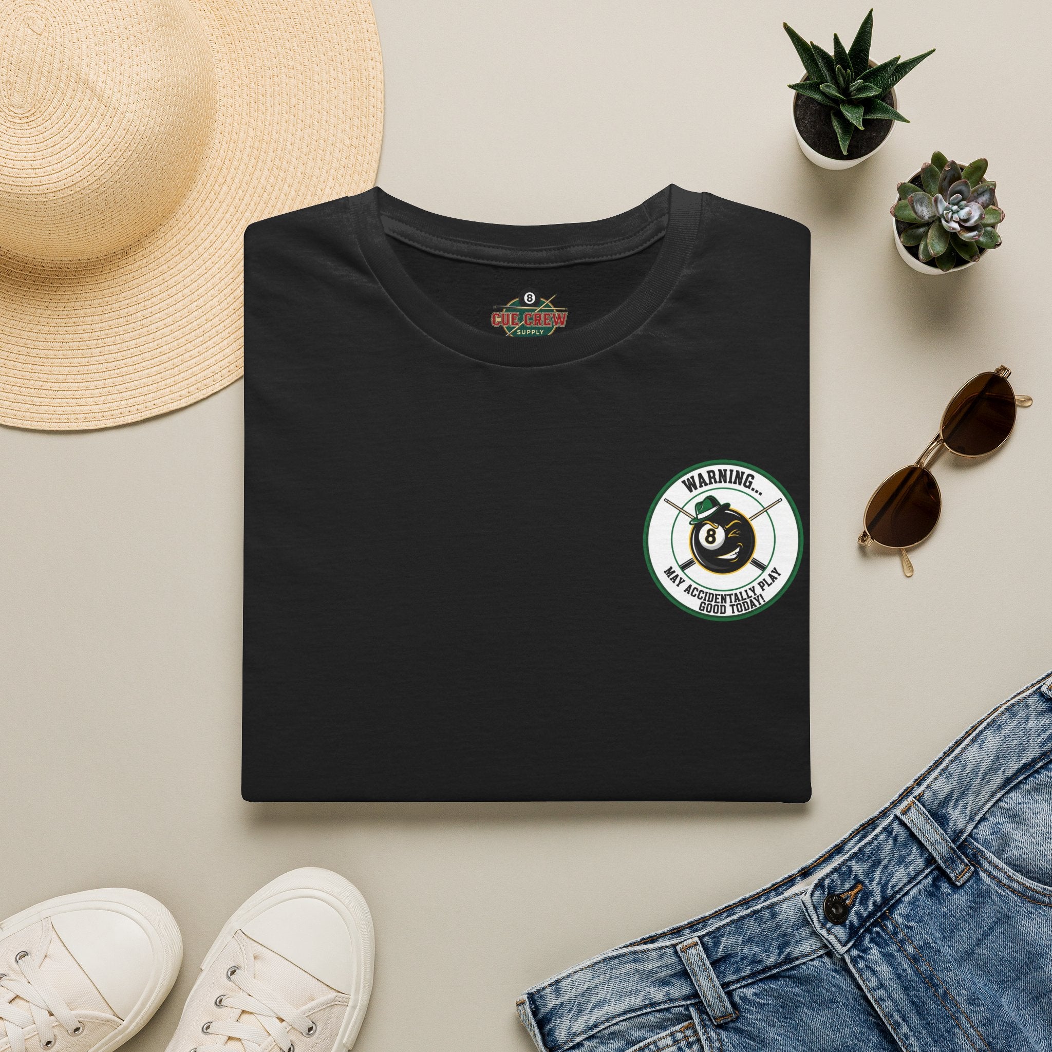 Warning... May Accidentally Play Good Today Billiards T-Shirt | Funny Pool Player Graphic Tee | Front & Back Print