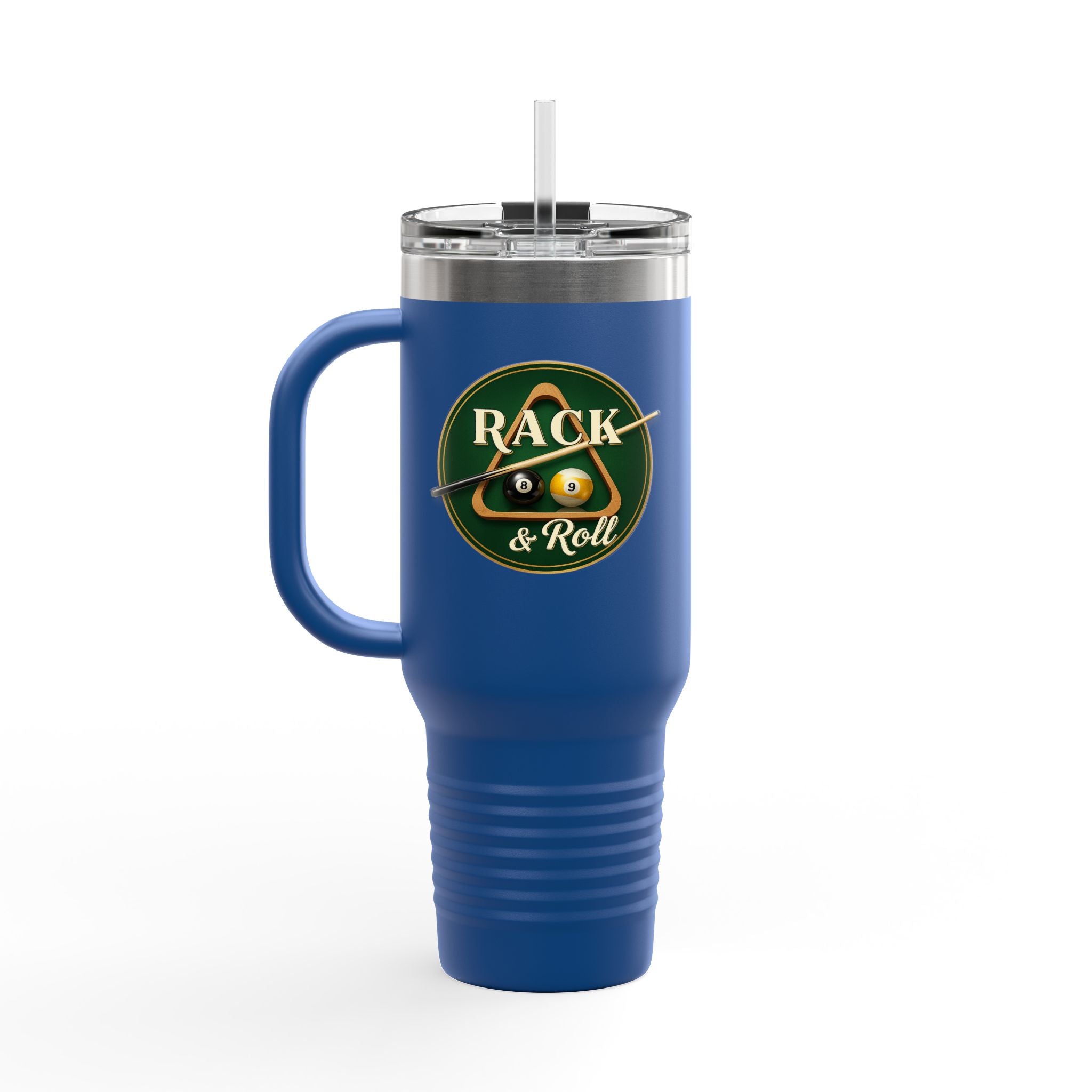 Rack & Roll Billiards Pool Cue Logo 40oz Insulated Travel Mug