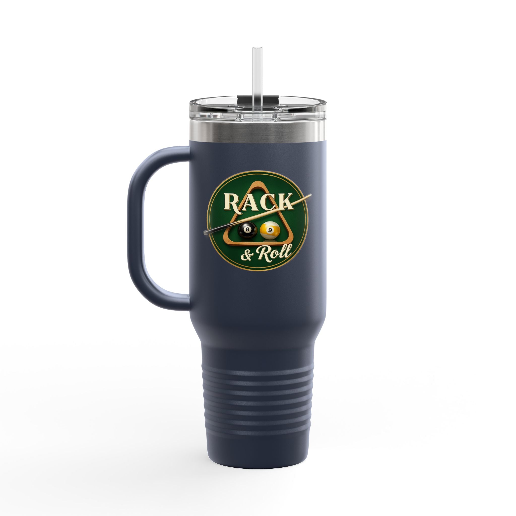 Rack & Roll Billiards Pool Cue Logo 40oz Insulated Travel Mug
