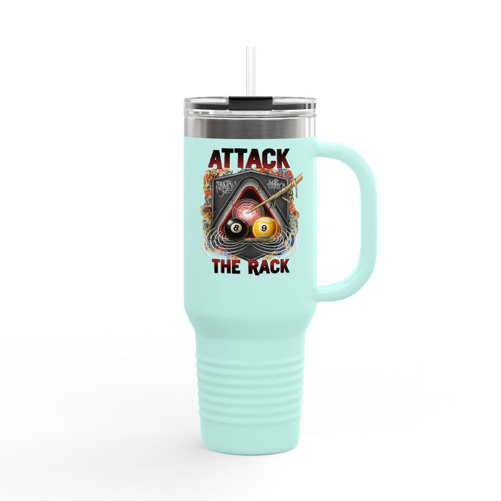 Attack the Rack 40oz Insulated Travel Mug — Pool Cue Billiards Tumbler