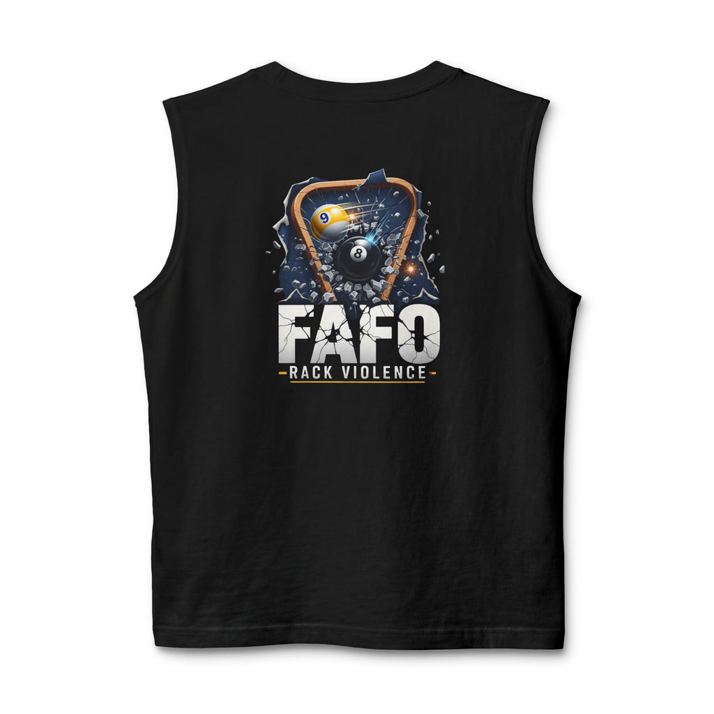 FAFO Rack Violence Billiards Muscle Tank Top | Funny Pool Player Sleeveless Gym & League Shirt | Front & Back Print