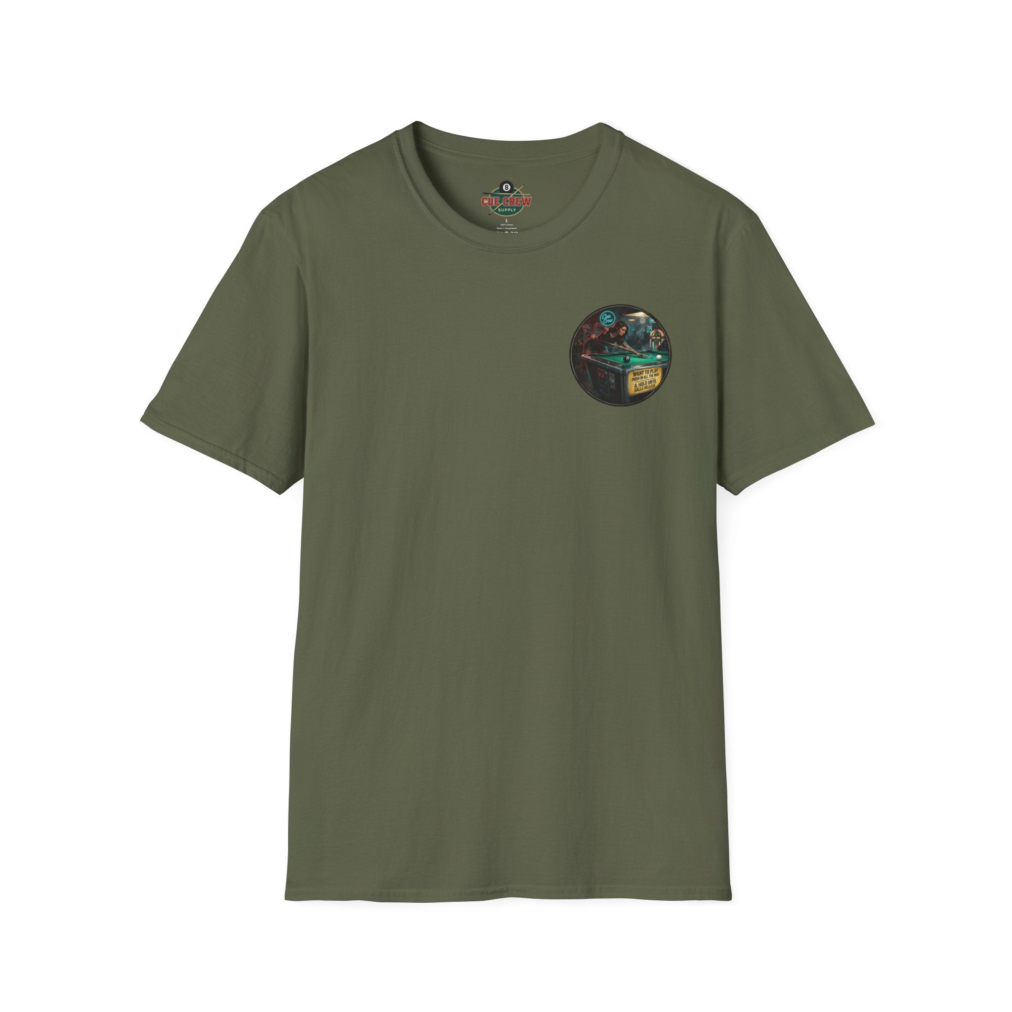 Push In All The Way Billiards T-Shirt – Vintage Coin-Op Pool Hall Graphic Tee | Front & Back Print