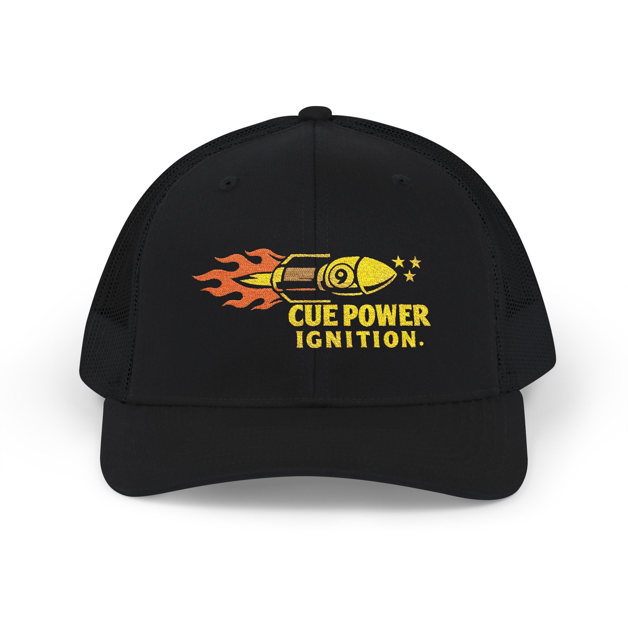 Cue Power Ignition Billiards Embroidered Richardson Trucker Cap