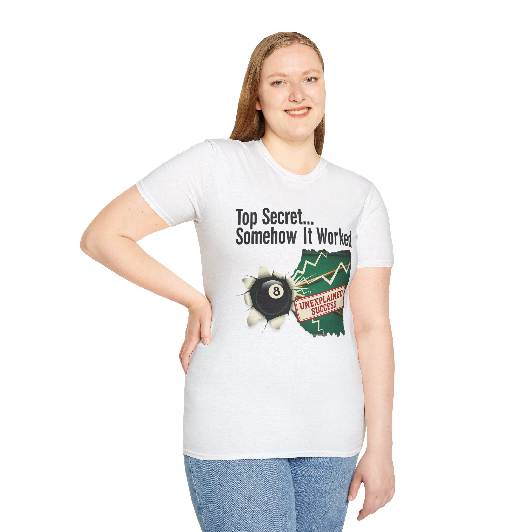 Top Secret… Somehow It Worked - Unexplained Core Line Billiards Gildan Tee