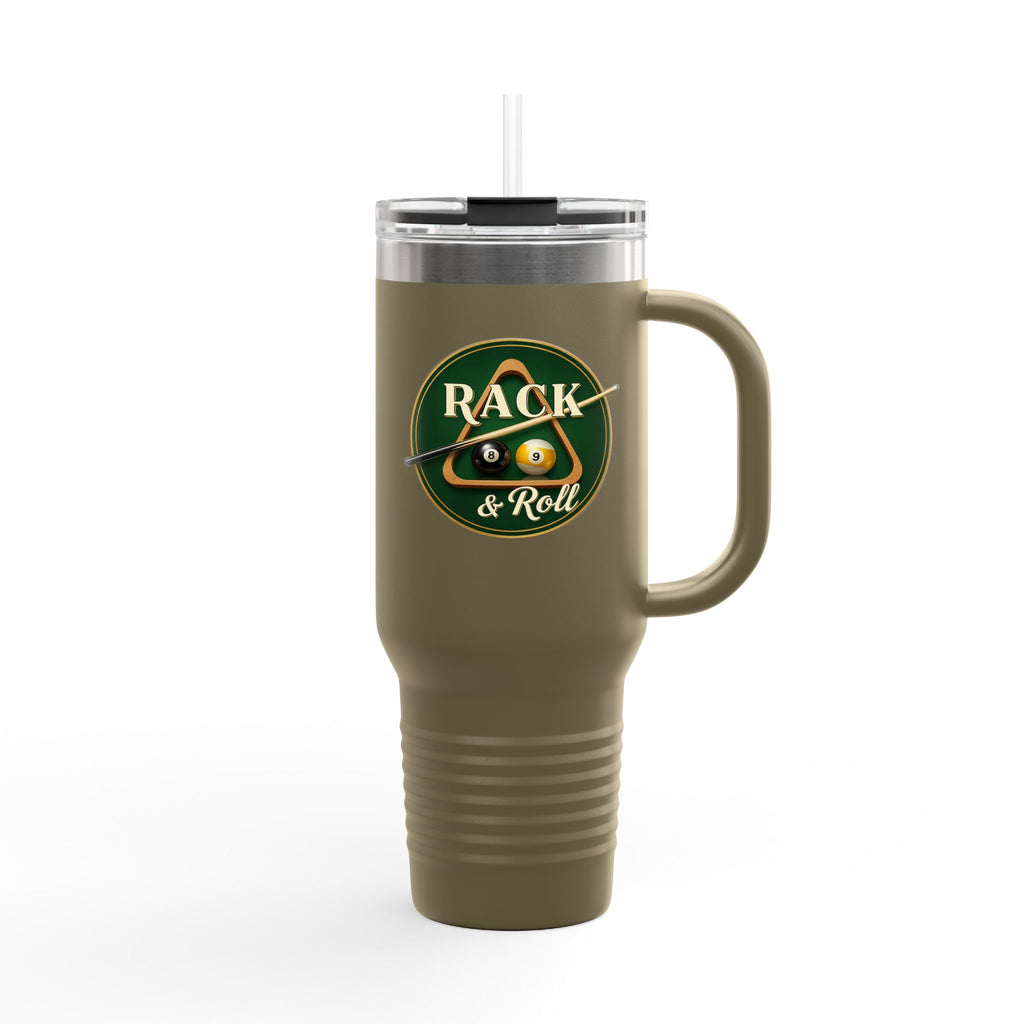 Rack & Roll Billiards Pool Cue Logo 40oz Insulated Travel Mug