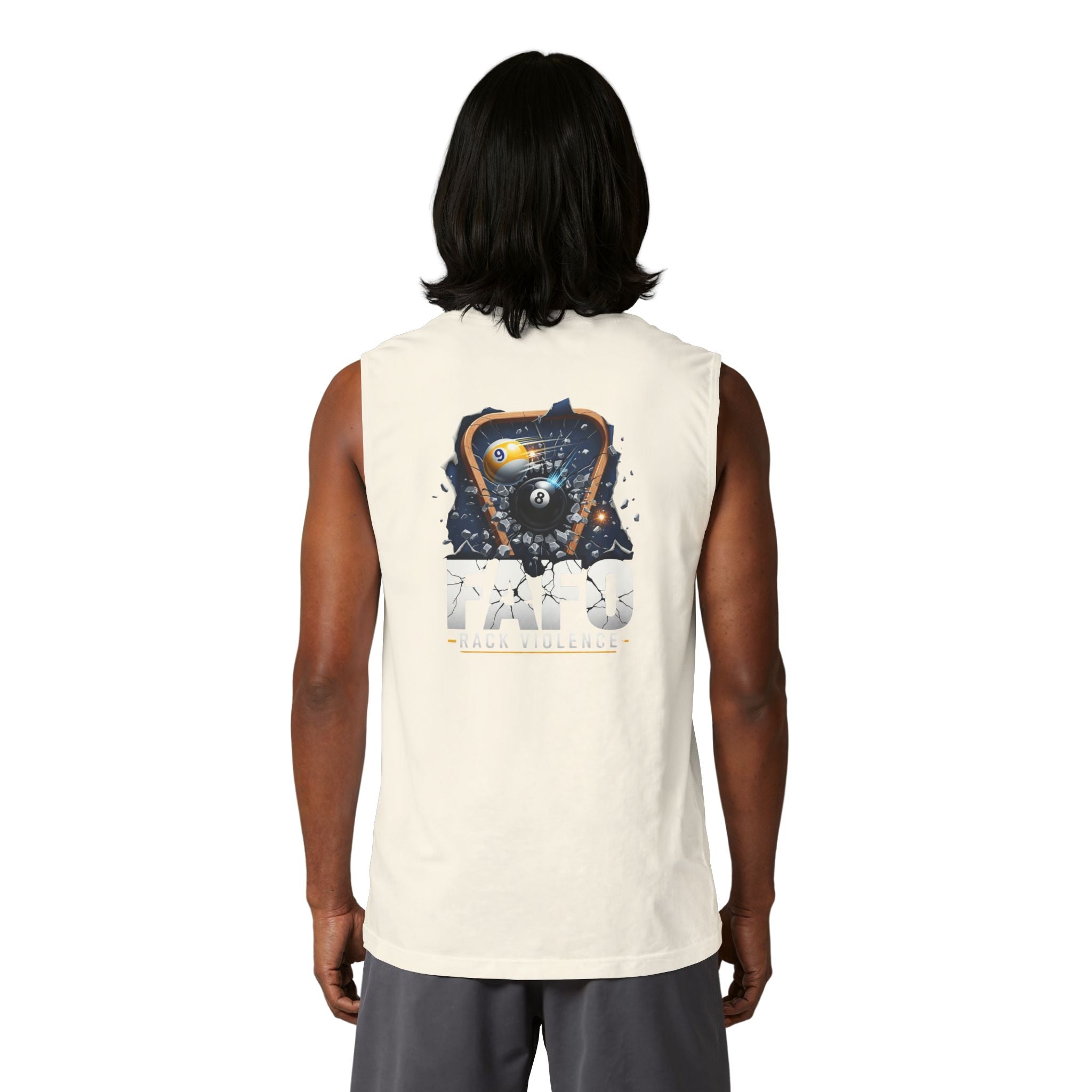 FAFO Rack Violence Billiards Muscle Tank Top | Funny Pool Player Sleeveless Gym & League Shirt | Front & Back Print