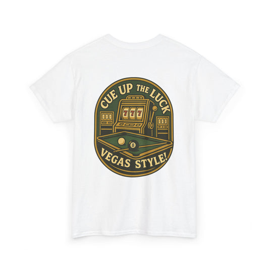 Vegas Style Billiards Tee – Cue Up the Luck 8-Ball Pool & Casino Mashup Gildan Tee