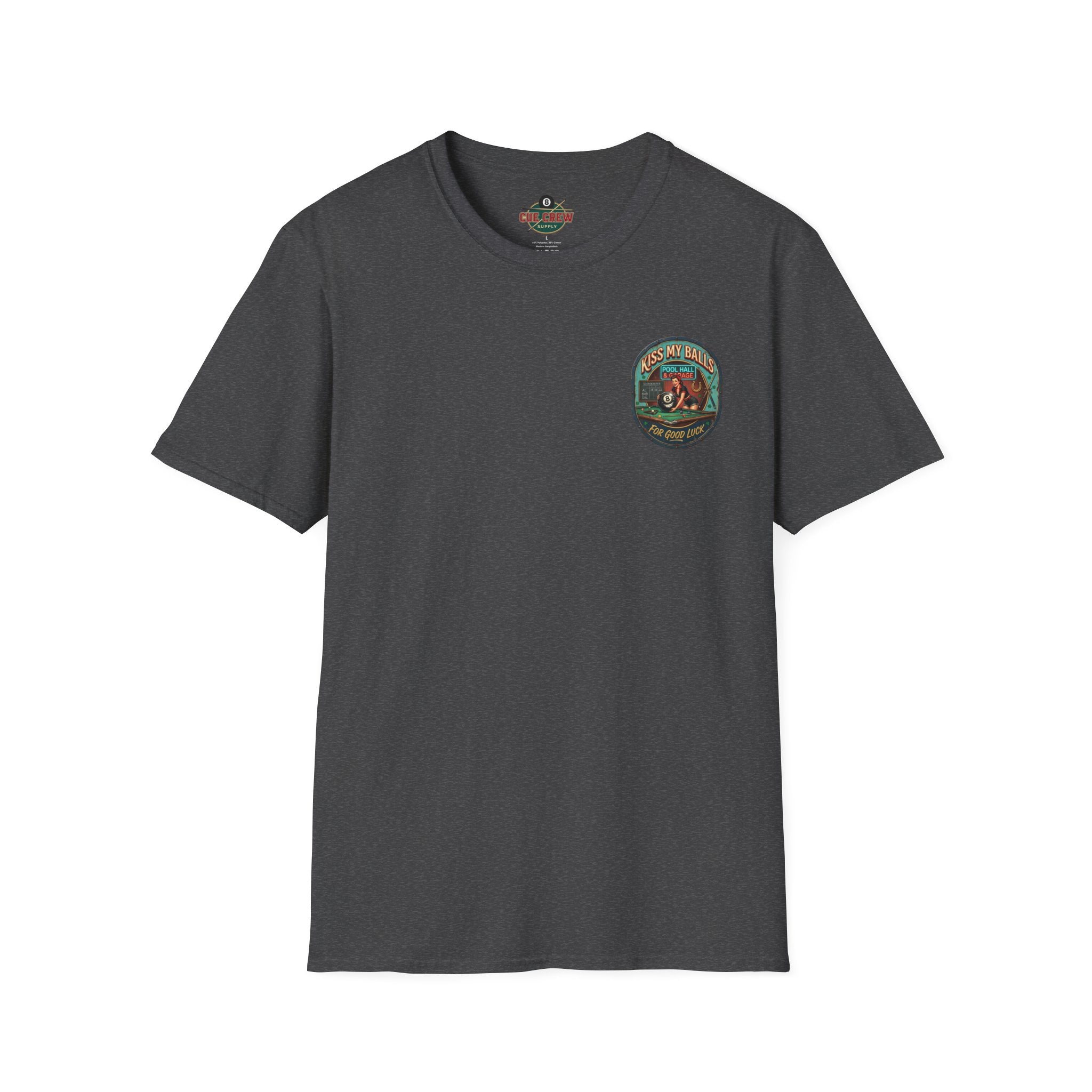 Kiss My Balls For Good Luck Pool Player T-Shirt | Funny Billiards Graphic Tee | Cue Crew Supply