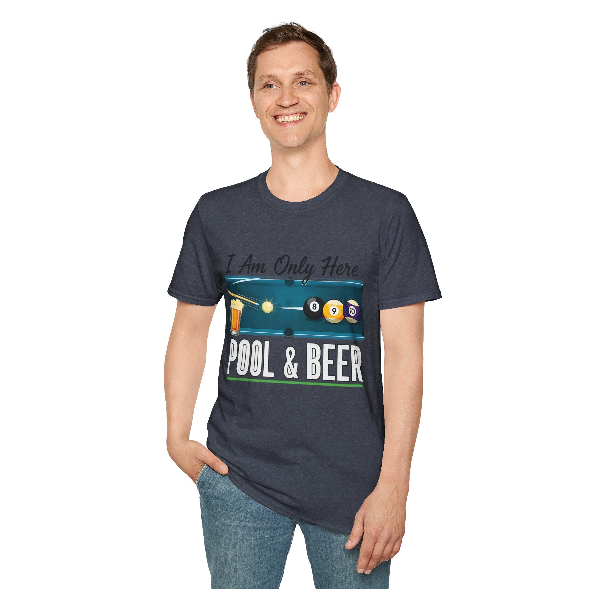I Am Here Pool & Beer Billiards Core Line Gildan Tee