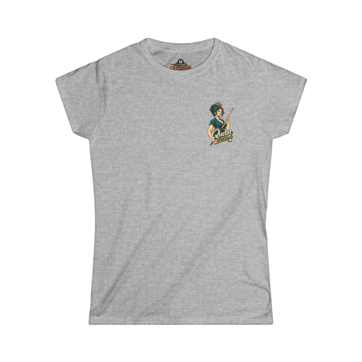 Queen of the Break Women’s Billiards T-Shirt – Front & Back Pool Tee