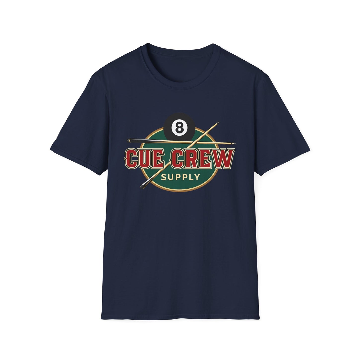 Cue Crew Supply Retro Logo Core Line Billiards Gildan Tee