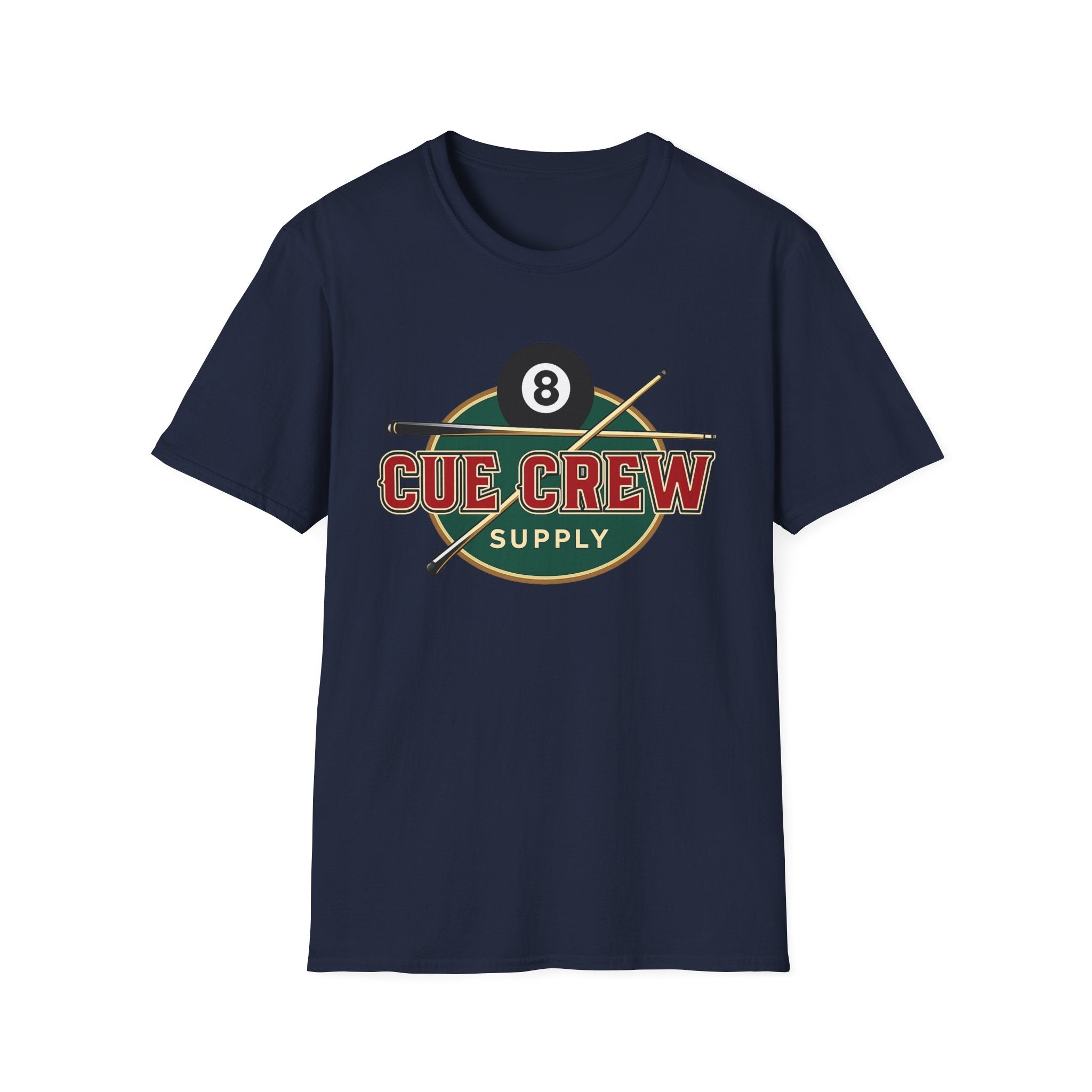 Cue Crew Supply Retro Logo Core Line Billiards Gildan Tee