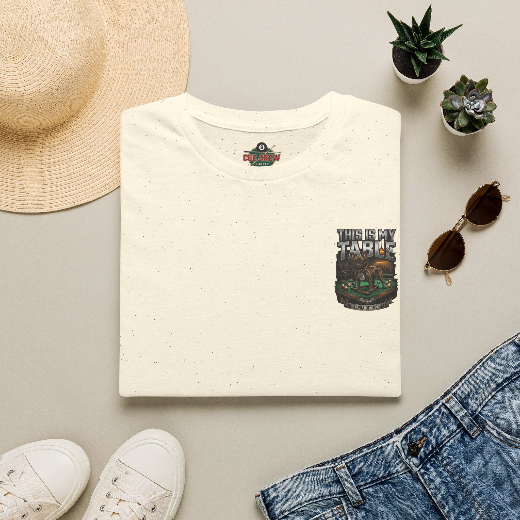 This Is My Table – French Bulldog Billiards T-Shirt | Funny Pool Player Graphic Tee | Front & Back Print