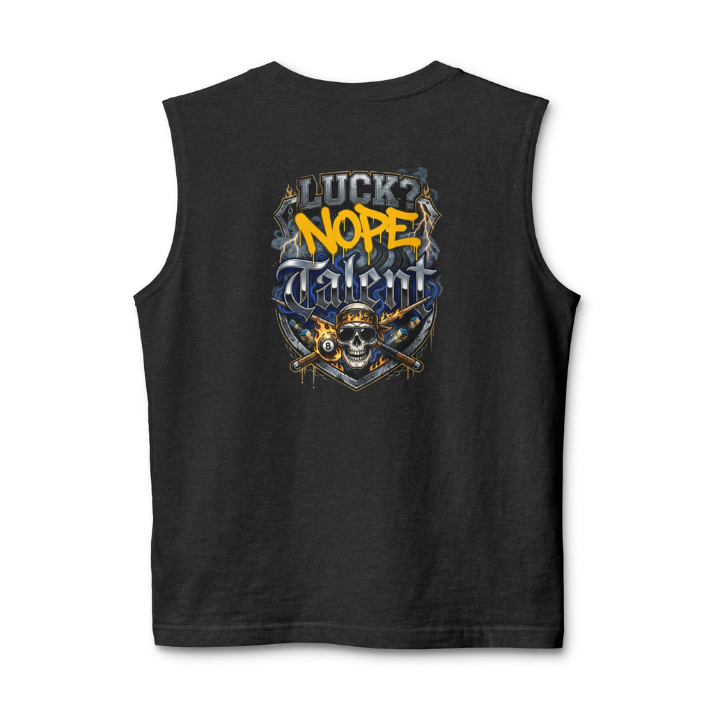 Luck? Nope. Talent. Unisex Muscle Tank | Funny Pool Player Sleeveless Shirt | Skull Billiards Gym Tank | Cue Crew Supply