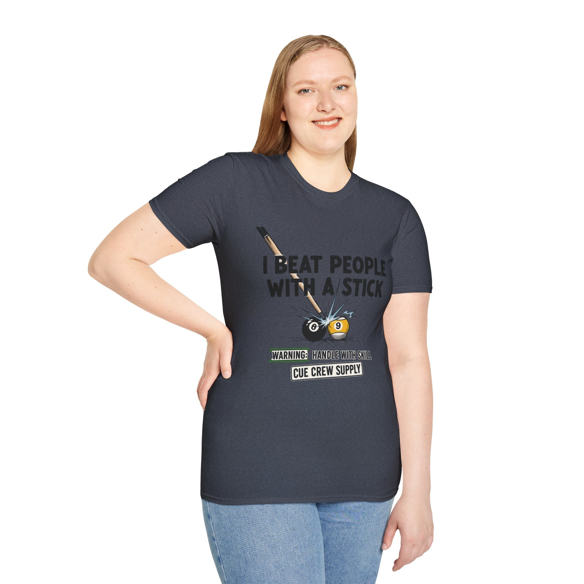 I Beat People With A Stick Funny Billiards Core Line Gildan Tee