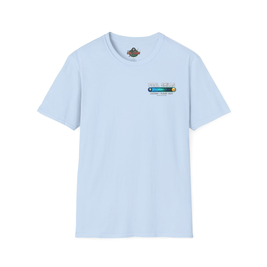 Pool Skills Loading Funny Billiards T-Shirt | Gamer Style Pool Player Graphic Tee | Front & Back Print