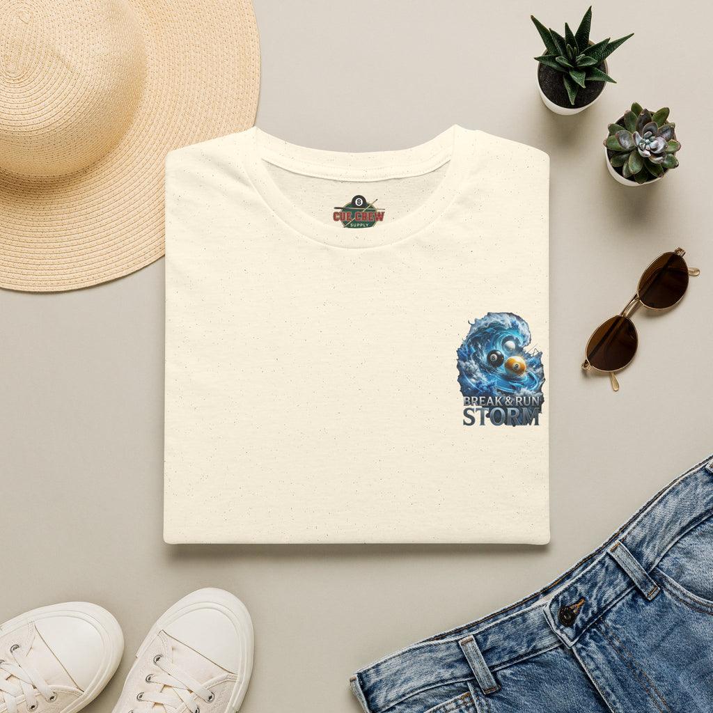 Break & Run Storm Billiards T-Shirt | Ocean Wave Pool Player Graphic Tee | Front & Back Print