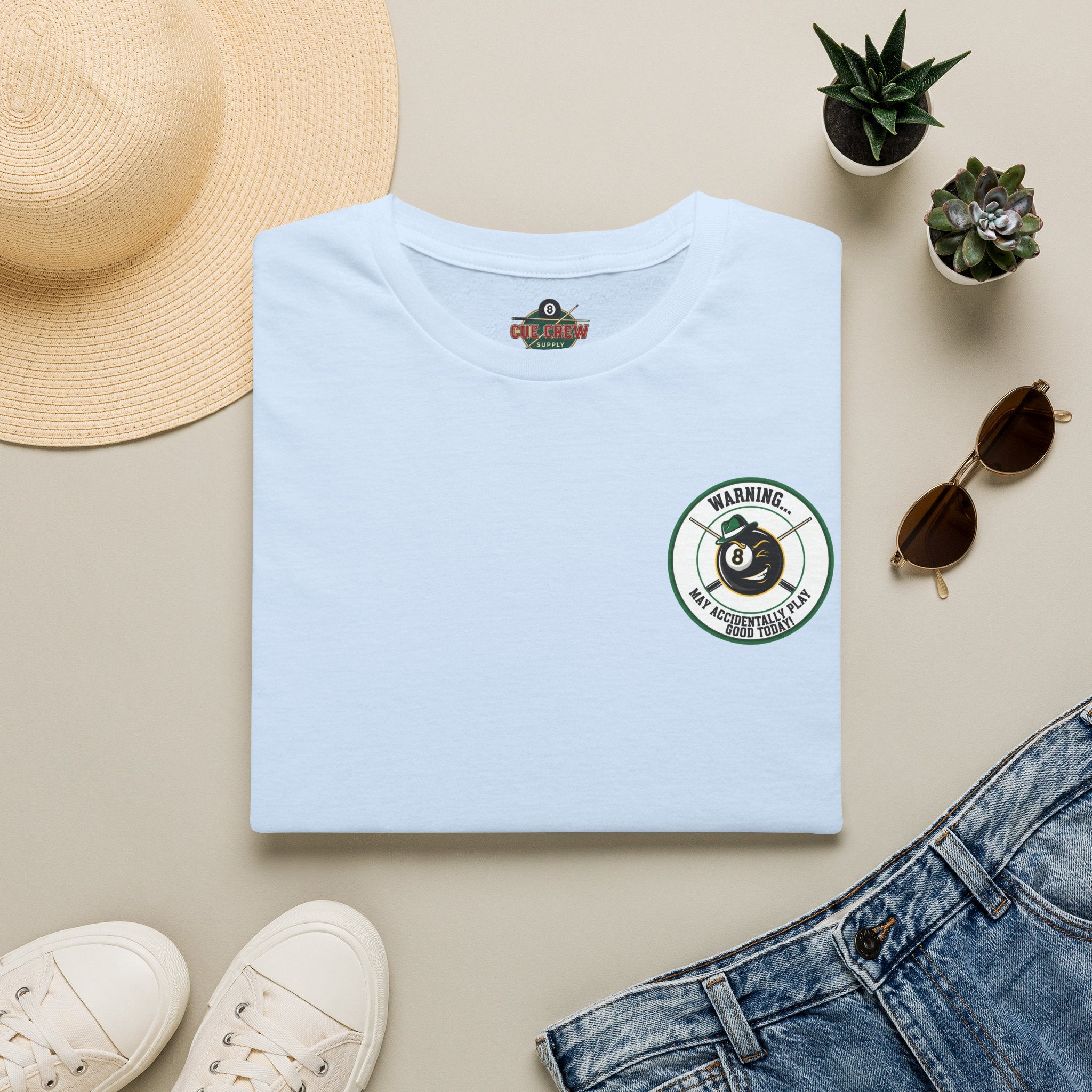 Warning... May Accidentally Play Good Today Billiards T-Shirt | Funny Pool Player Graphic Tee | Front & Back Print