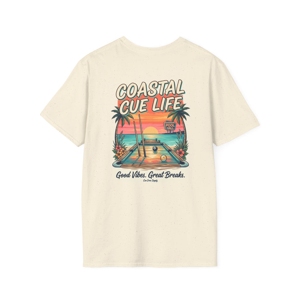 Coastal Cue Life Pool Player T-Shirt | Beach Billiards Graphic Tee | Unisex Softstyle Tee