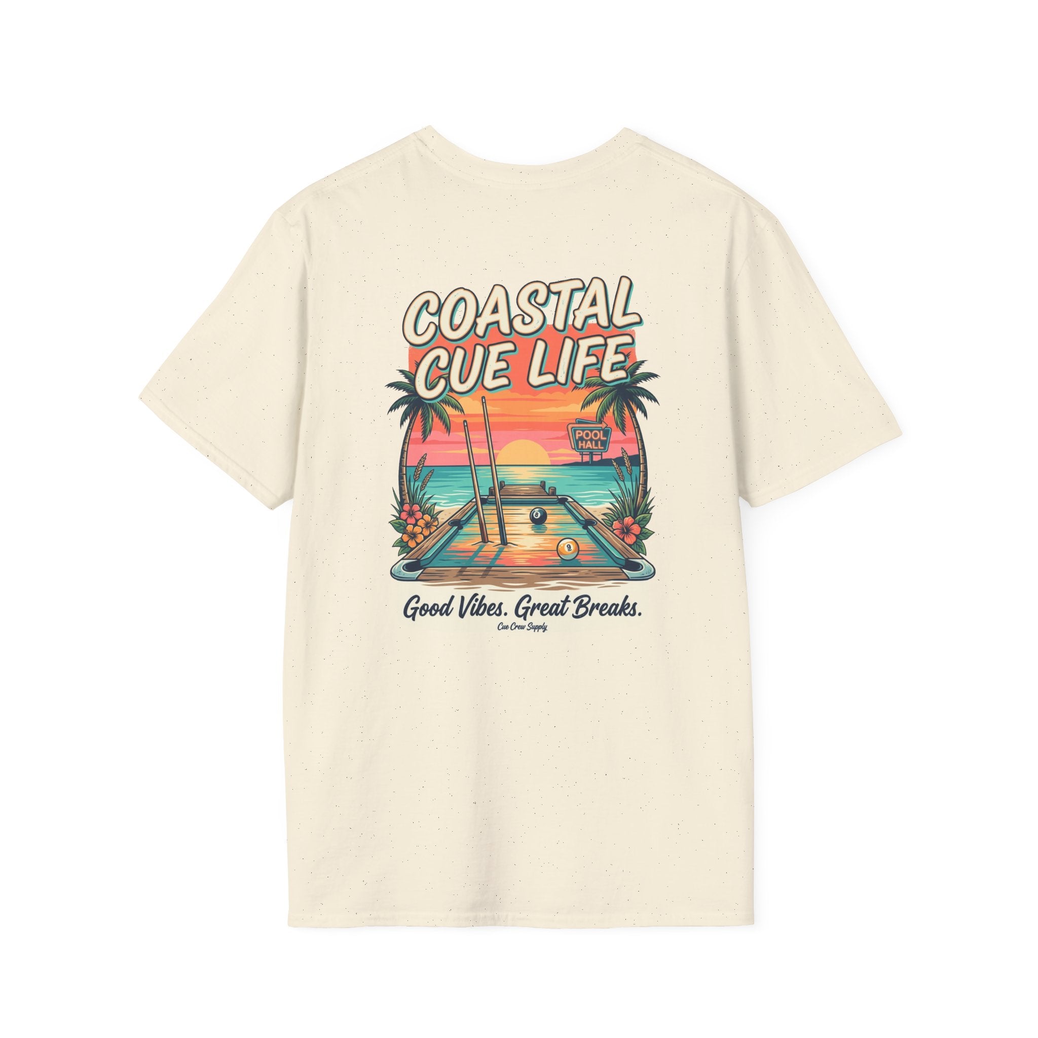 Coastal Cue Life Pool Player T-Shirt | Beach Billiards Graphic Tee | Unisex Softstyle Tee