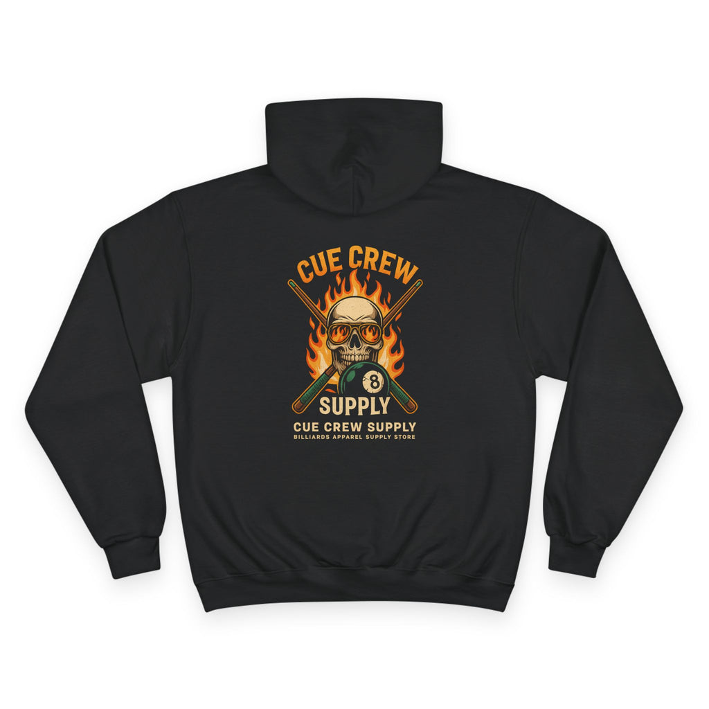 Cue Crew Skull 8-Ball Flame V1 Hoodie - Champion