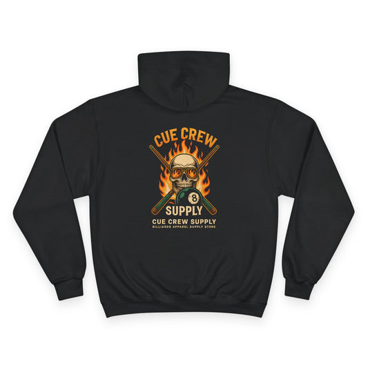 Cue Crew Skull 8-Ball Flame V1 Hoodie - Champion