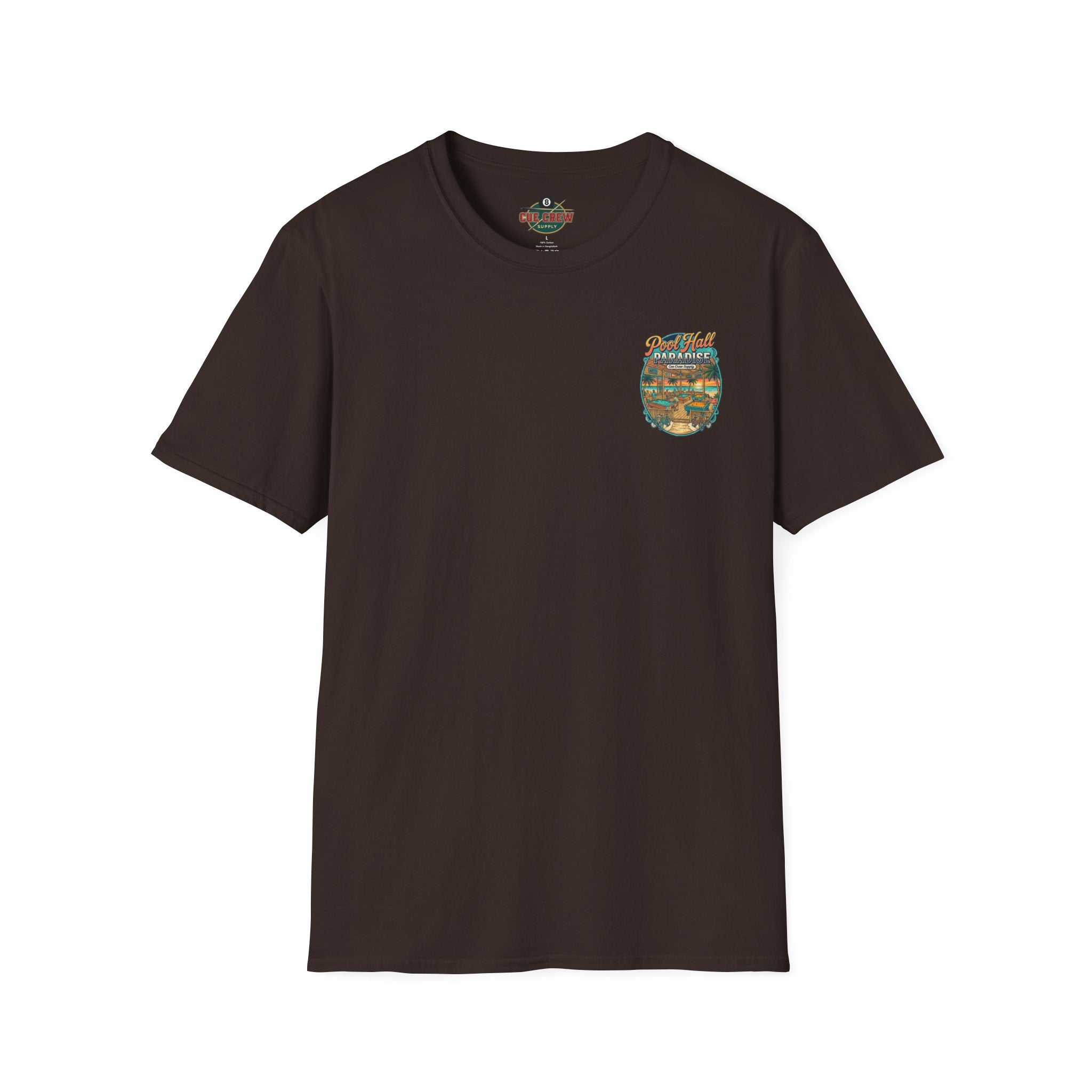 Pool Hall Paradise Beach Billiards T-Shirt V1 | Tropical Pool Player Graphic Tee | Front & Back Print
