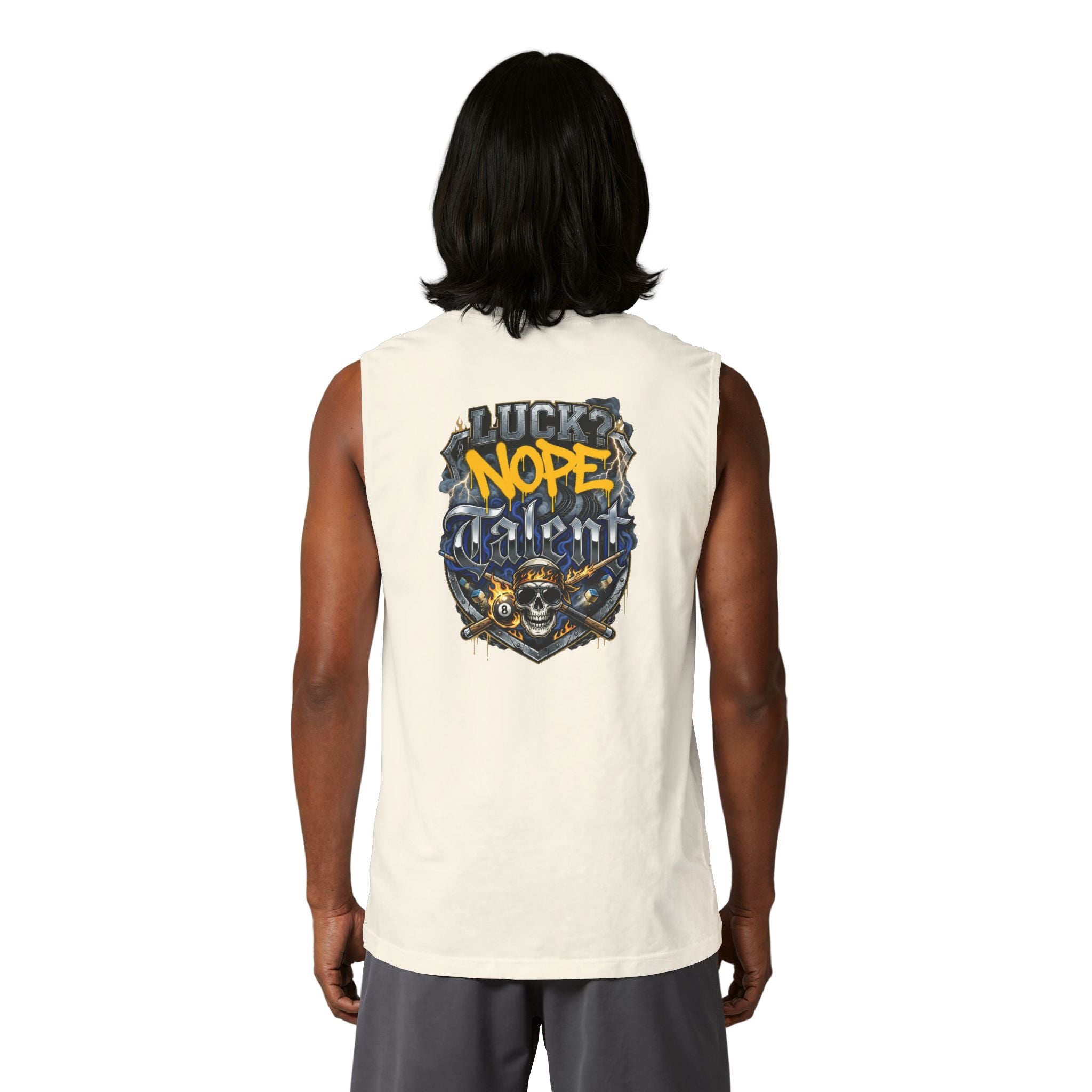 Luck? Nope. Talent. Unisex Muscle Tank | Funny Pool Player Sleeveless Shirt | Skull Billiards Gym Tank | Cue Crew Supply