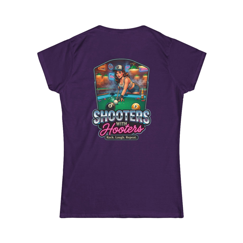 Shooters With Hooters Women's Billiards T-Shirt – Funny Pool Player Graphic Tee | Front & Back Print