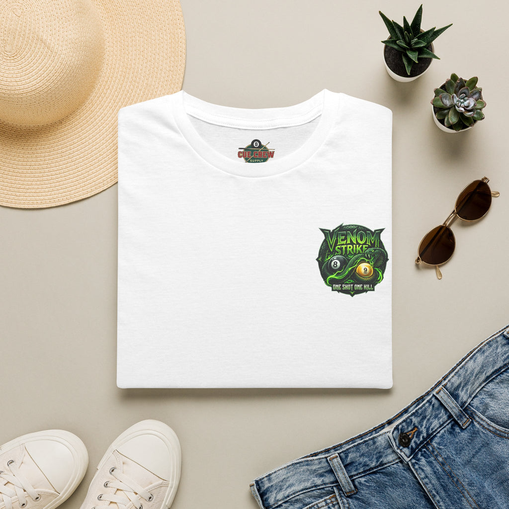Venom Strike Snake Billiards T-Shirt | One Shot One Kill Pool Player Graphic Tee | Front & Back Print