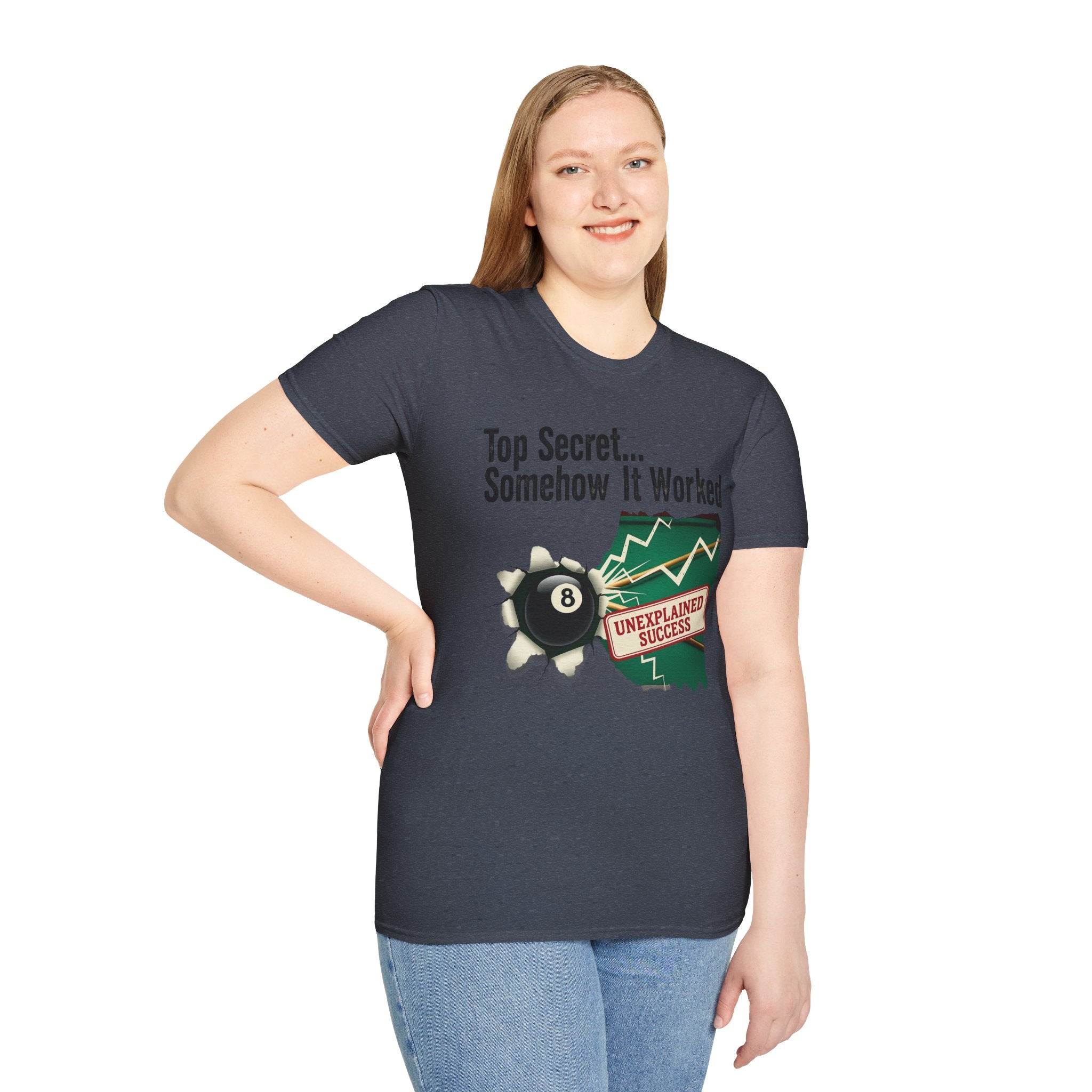Top Secret… Somehow It Worked - Unexplained Core Line Billiards Gildan Tee