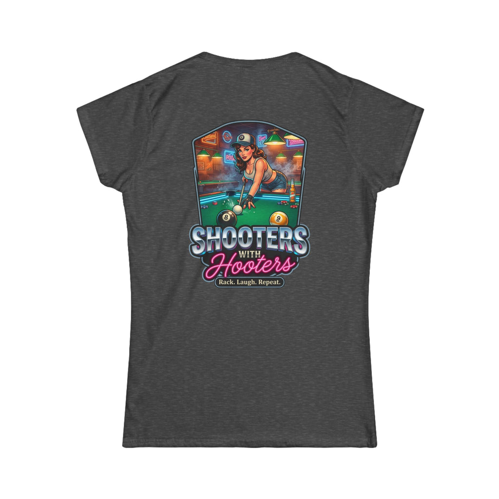 Shooters With Hooters Women's Billiards T-Shirt – Funny Pool Player Graphic Tee | Front & Back Print