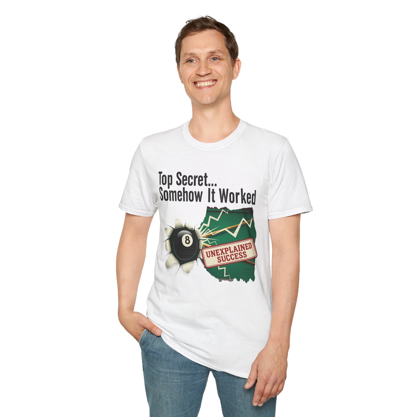 Top Secret… Somehow It Worked - Unexplained Core Line Billiards Gildan Tee