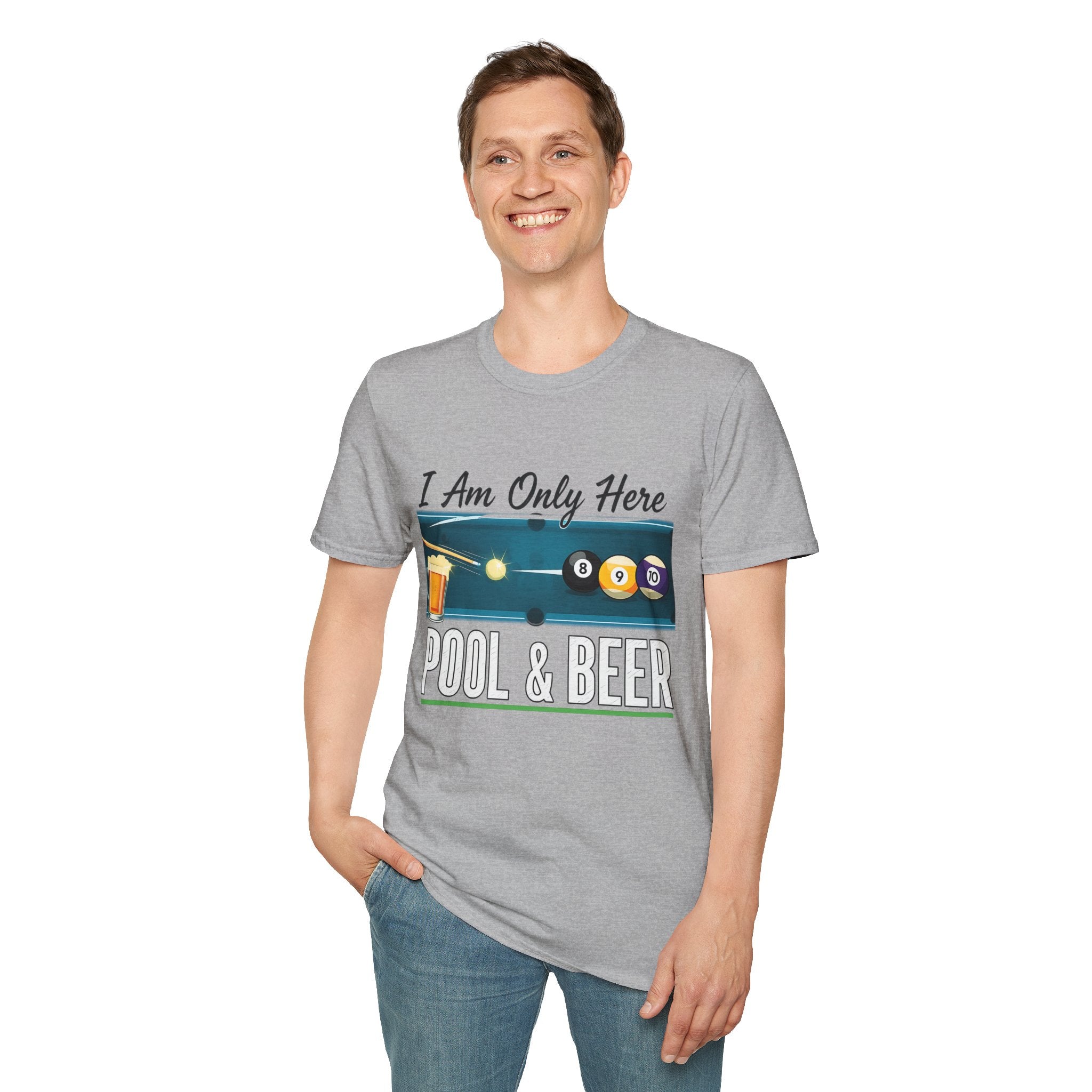 I Am Here Pool & Beer Billiards Core Line Gildan Tee