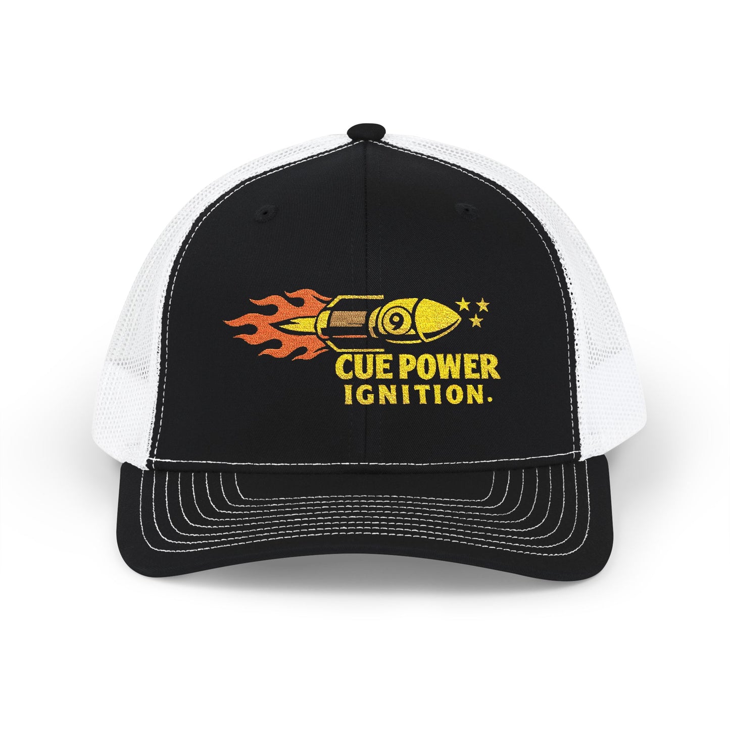 Cue Power Ignition Billiards Embroidered Richardson Trucker Cap