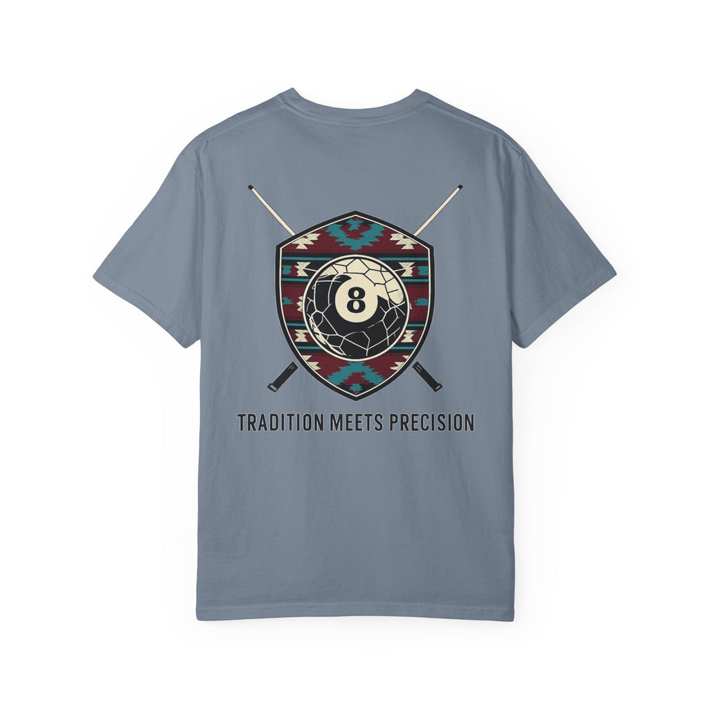 Tradition Meets Precision Pool 8-Ball Crest Comfort Colors Tee